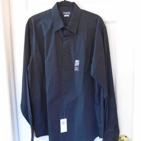 van heusen black dress shirt Van Heusen Flex Regular Fit Stretch Black Dress Shirt main image 0